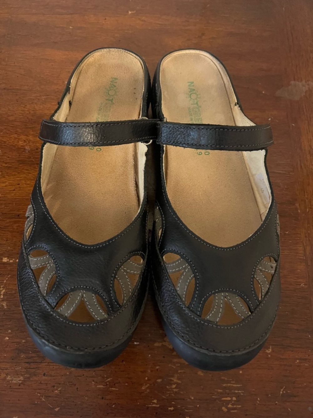 Naot Ringo Black Leather Mary Jane Clog Mules size 40 (US9) - Picture 2 of 6